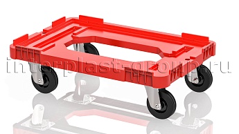 Тележка пластиковая с отверстием без тормозов усиленная красная в Чебоксарах Тележка пластиковая с отверстием без тормозов усиленная красная в Чебоксарах