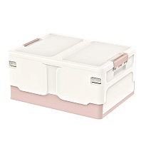 Ящик пластиковый складной белый, дно розовое, 480х360х240 мм в Чебоксарах Ящик пластиковый складной белый, дно розовое, 480х360х240 мм в Чебоксарах