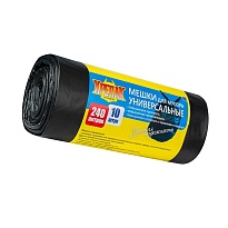 Мешки для мусора 240 л, черные, в рулоне 10 шт., ПНД 40 мкм, 1250х1000 мм, Крепак, 4607075710153 в Чебоксарах