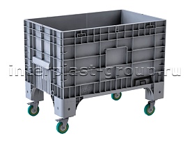 Контейнер iBox сплошной на колесах серый в Чебоксарах