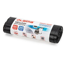 Мешки для мусора 60 л, черные, в рулоне 20 шт., ПНД, 10 мкм, 700х600 мм, LAIMA, 601381 в Чебоксарах