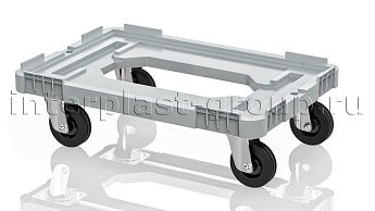 Тележка пластиковая с отверстием без тормозов усиленная серая в Чебоксарах Тележка пластиковая с отверстием без тормозов усиленная серая в Чебоксарах
