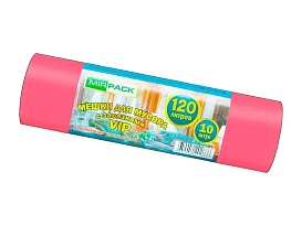 Мешки для мусора 120 л, с завязками, красные, в рулоне 10 шт., ПНД, 15 мкм, 800х750 мм, VIP, Z12010red в Чебоксарах