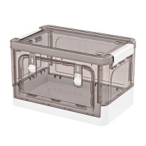 Ящик пластиковый складной прозрачный коричневый, дно белое, 360х235х230 мм, с колесиками в Чебоксарах Ящик пластиковый складной прозрачный коричневый, дно белое, 360х235х230 мм, с колесиками в Чебоксарах