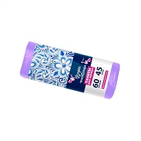 Мешки для мусора 60 л, сиреневые, в рулоне 45 шт., ПНД, 8 мкм, 700х600 мм, Узоры Чистоты, МУ4244 (МН 60-45сир) в Чебоксарах