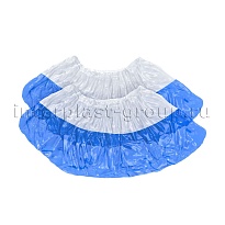 Бахилы бело-синие 1000 шт (500 пар), 48 мкм, двойная подошва, с одной резинкой, Эконом+ в Чебоксарах