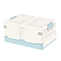 Ящик пластиковый складной белый, дно голубое, 480х360х240 мм в Чебоксарах