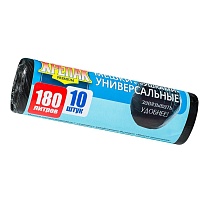 Мешки для мусора 180 л, с ушками, черные, в рулоне 10 шт., ПНД, 20 мкм, 1150х800 мм, Крепак, 4607075710498 в Чебоксарах