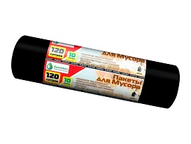 Мешки для мусора 120 л, черные, в рулоне 10 шт., ПНД, 12 мкм, 1100х700 мм, MIRPACK Classik, 1201011 в Чебоксарах