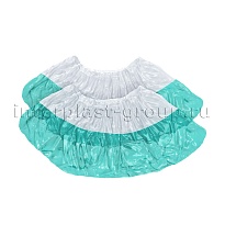 Бахилы бело-бирюзовые 1000 шт (500 пар), 48 мкм, двойная подошва, с одной резинкой, Эконом+ в Чебоксарах