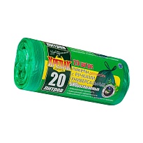 Мешки для мусора 20 л, биоразлагаемые, с ручками, черные, в рулоне 30 шт., ПНД, 10 мкм, 550х440 мм, Крепак, 4607075710047 в Чебоксарах