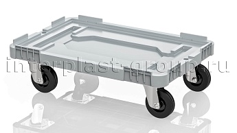 Тележка пластиковая сплошная без тормозов серая в Чебоксарах Тележка пластиковая сплошная без тормозов серая в Чебоксарах