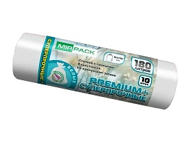 Мешки для мусора 180 л, ароматизированные, белые, в рулоне 10 шт., ПВД, 35 мкм, 1100х930 мм, PREMIUM+, 180105302 в Чебоксарах