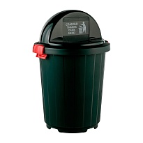 Мусорный бак с крышкой - клавишей на колесах 105 л темно-зеленый 105 темно-зеленый в Чебоксарах