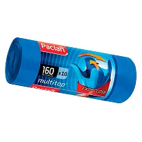 Мешки для мусора 160 л, с ушками, синие, в рулоне 10 шт., ПВД, 30 мкм, 1250х900 мм, PACLAN Multitop, 604064 в Чебоксарах