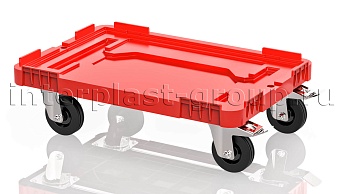 Тележка пластиковая сплошная 2 колеса с тормозом усиленная красная в Чебоксарах Тележка пластиковая сплошная 2 колеса с тормозом усиленная красная в Чебоксарах