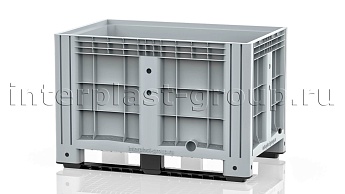 Контейнер iBox сплошной на полозьях с пробкой 1 дюйм серый в Чебоксарах