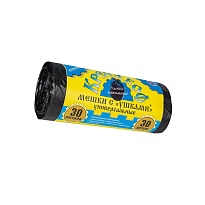 Мешки для мусора 30 л, с ушками, черные, в рулоне 30 шт., ПНД, 8 мкм, 580х460 мм, Крепакоф, 4607075710412 в Чебоксарах Мешки для мусора 30 л, с ушками, черные, в рулоне 30 шт., ПНД, 8 мкм, 580х460 мм, Крепакоф, 4607075710412 в Чебоксарах