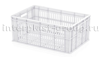 Ящик для молока, мяса, овощей и фруктов большая перфорация дно перфорированное белый в Чебоксарах