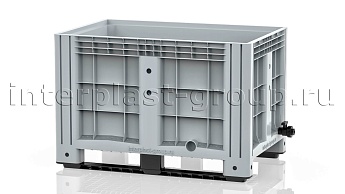 Контейнер iBox сплошной на полозьях с краном серый в Чебоксарах